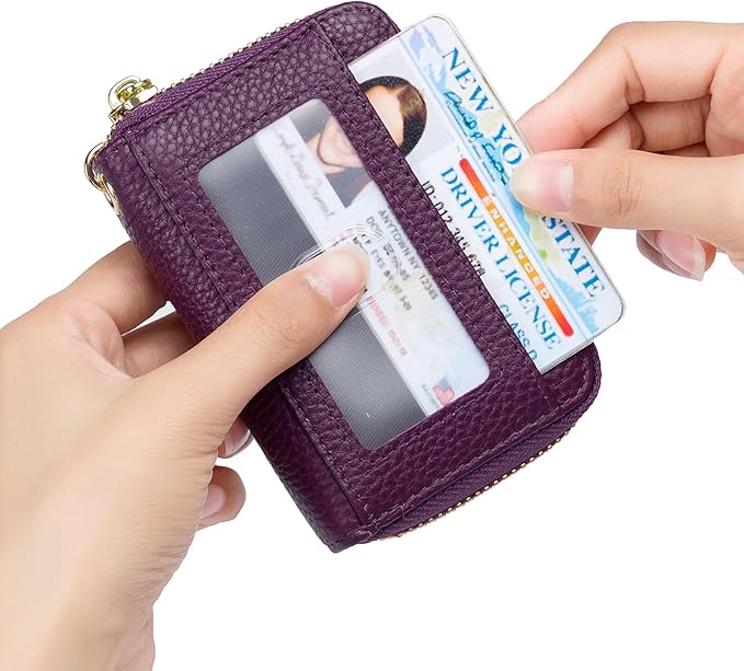 imeetu Rfid Credit Card Holder,Genuine Leather Businese Card Case,Rfid Blocking Wallet for Women & Men