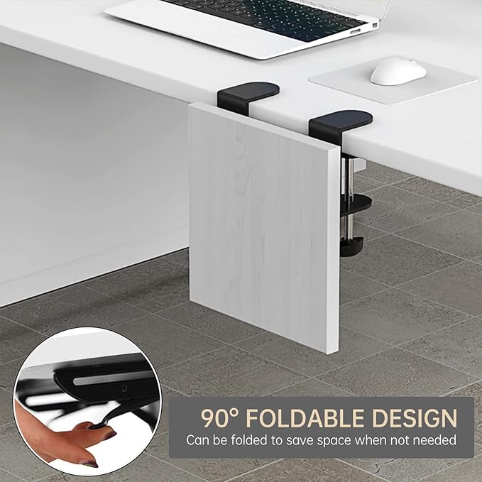 Ergonomics Desk Extender Tray, 9.5x9.1" Punch-Free Clamp on, Foldable Keyboard Drawer Tray, Table Mount Arm Wrist Rest Shelf, Computer Elbow Arm Support
