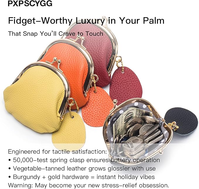 Women's Small Coin Purse, Vintage PU Leather Change Purse, Coin Bag with Kiss Lock, Mini Coin Purse for Women (Lemon Yellow)