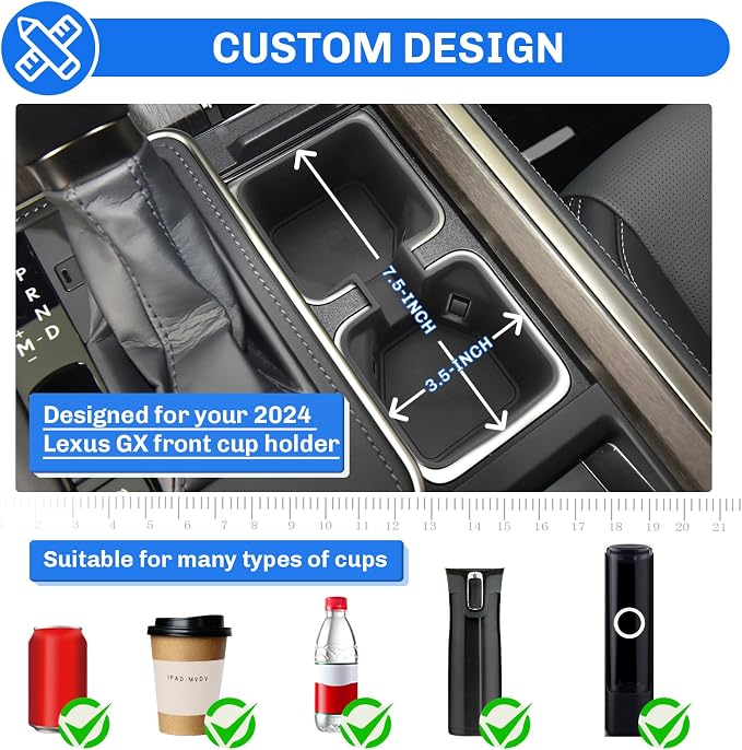 SXCY 3PCS for 2024-2026 Lexus GX550 Center Console Organizer for 2024 2025 2026 Lexus GX550 Accessories [Armrest Console Tray+Cupholder+Privacy Tray] 2024+ GX550 Armrest Insert Storage Organizer
