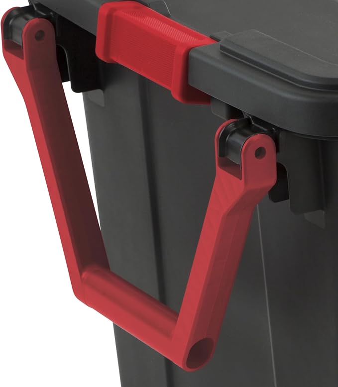 40 Gallon Extra Large Rolling Storage Bins 2-Pack, Black Heavy-Duty Plastic with Pivoting Handle & Leak-Resistant Lid, for Garage Warehouse Industrial Storage