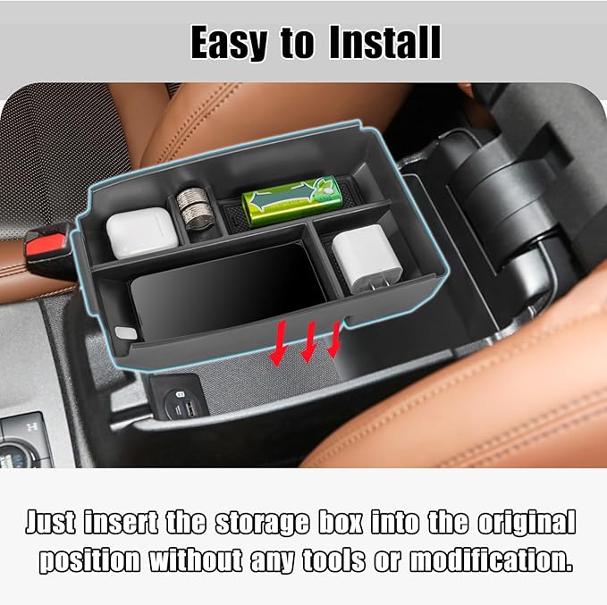 Center Console Organizer Tray Compatible with Ford Escape 2020-2026 and Bronco Sport 2021-2026 Armrest Storage Box Secondary Insert Storage Tray Interior Accessories