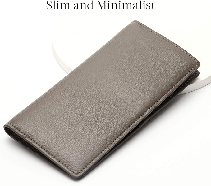 Bveyzi Ultra Slim Thin Leather RFID Blocking Credit Card Holder Bifold Clutch Wallets for Women