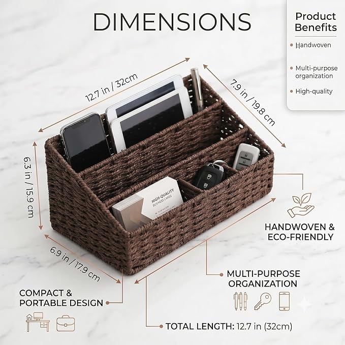 Mail Organizer Countertop, Mail Organizer, Mail Sorters, Magazine File Holder, Desk Organizer and Accessories, Dark Brown