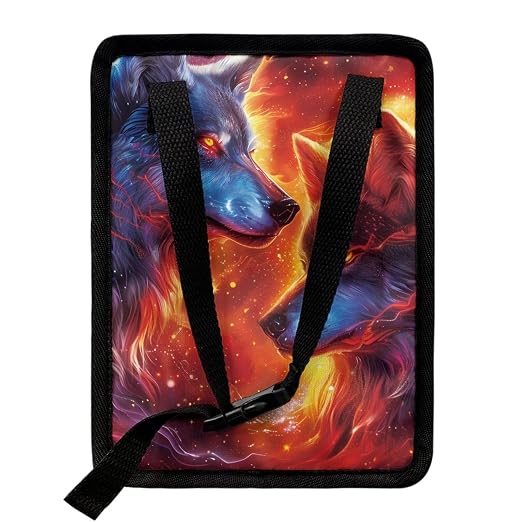 Biyejit Fire Wolf Car Trash Can with Lid Hanging Automotive Trash Bag Leak-Proof Portable Car Garbage Bin Car Accessories Interior Car Organizer
