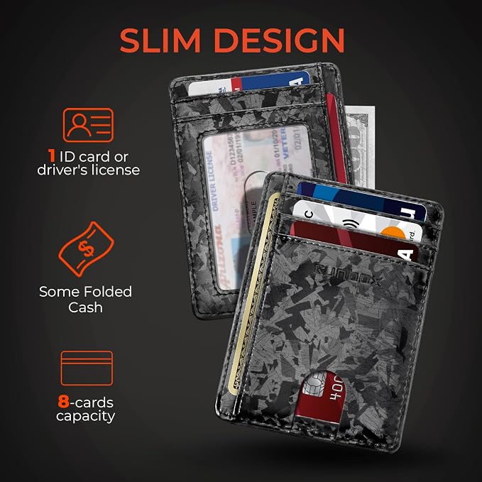 RUNBOX Slim Minimalist Front Pocket RFID Blocking Leather Wallets for Men and Women Card Holder Wallets Gifts for men