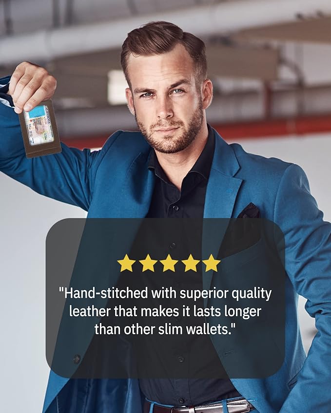 Access Denied Slim Minimalist Wallets For Men & Women - Leather Front Pocket Thin Mens Wallet RFID Credit Card Holder Gifts For Men