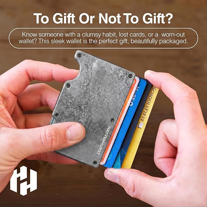 Hayvenhurst Wallet for Men - Slim RFID Blocking Metal Wallet with Money Clip, Minimalist Front Pocket Credit Card Holder, Small Mens Wallet