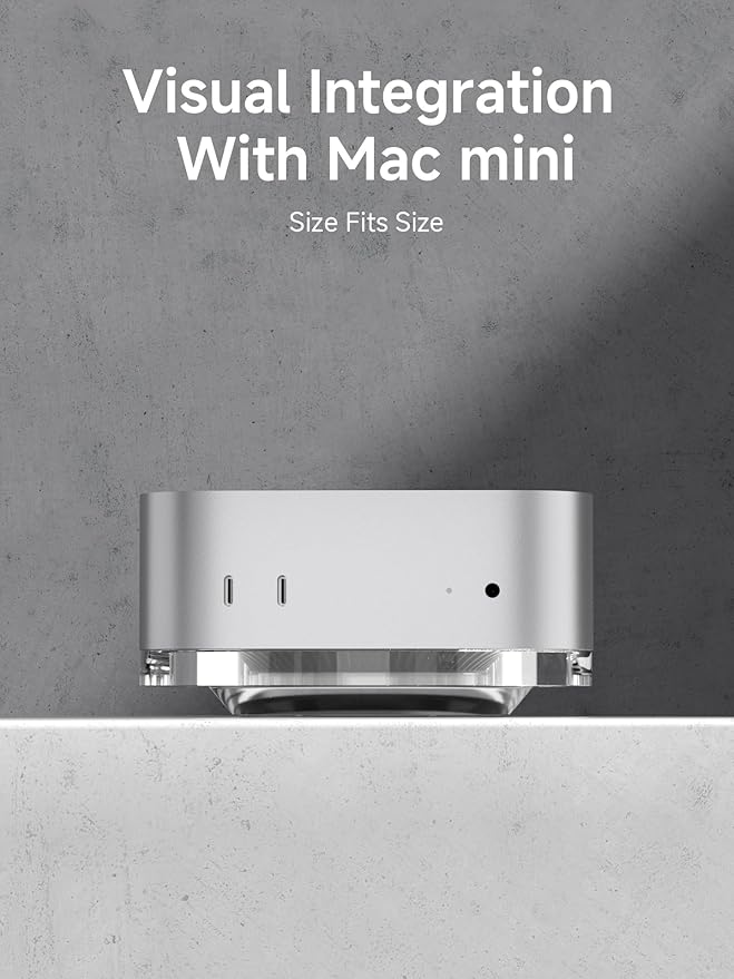 Hagibis Mac mini M4 Stand, Transparent Acrylic Desktop Stand Dustproof Laptop Holder Cooling Heat Disspation Mount for Mac mini M4 Pro 2024