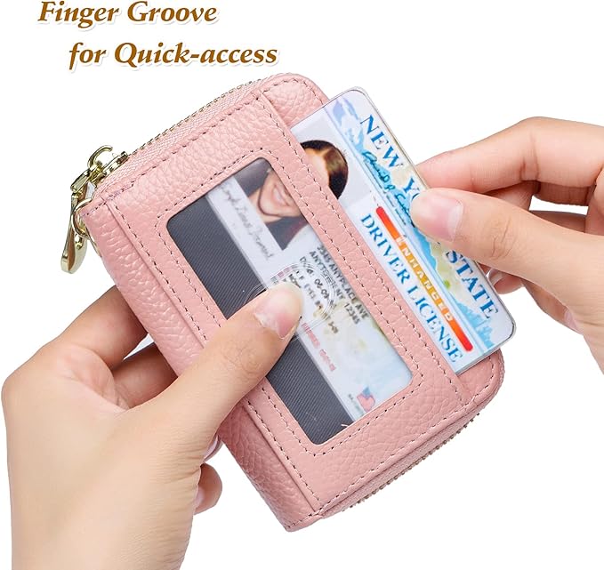 imeetu Rfid Credit Card Holder,Genuine Leather Businese Card Case,Rfid Blocking Wallet for Women & Men
