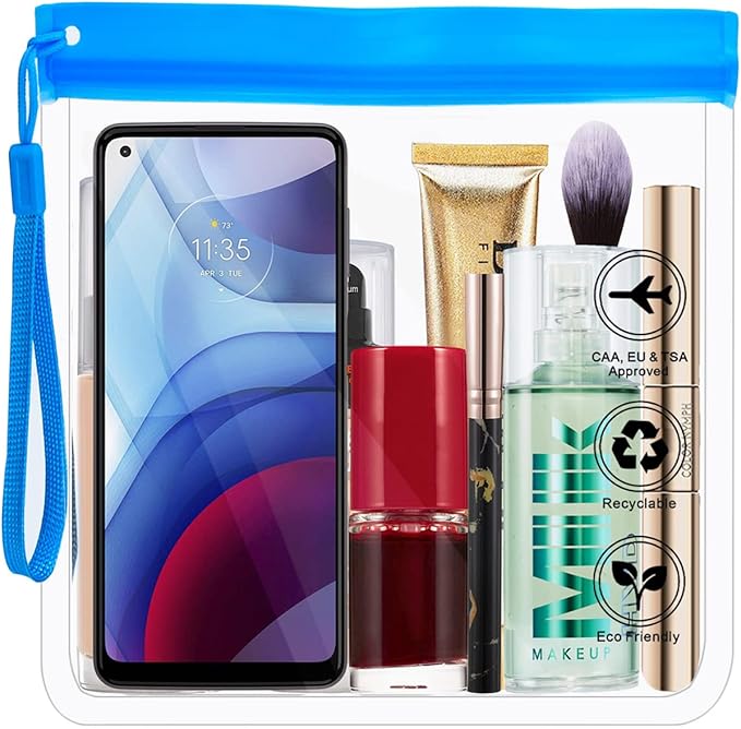 Caija-H 4Pcs Reusable TSA Approved Security Clear Toiletry Bag-Quart Size Travel Bag Tsa Approved for EU UK & US Carry-on Regulations Security Travel Bags for Liquids, Leakproof Travel Accessories