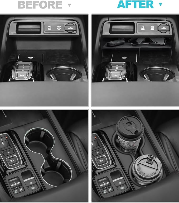 CDEFG 4Pcs for 2026 Honda Passport Center Console Organizer, for 2023 2024 2025 2026 Honda Pilot Accessories Middle Console Divider Storage Box & Armrest Tray & Wireless Charging Cover & Cup Holder