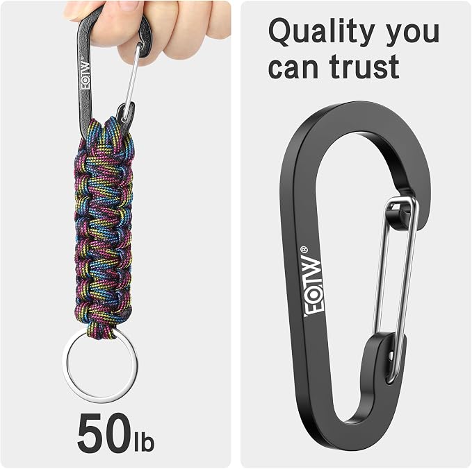 EOTW Carabiner Keychain,Paracord Keychain Small Aluminum Clip D Ring for Camping, Hiking, Fishing, Or As A Key Organizer