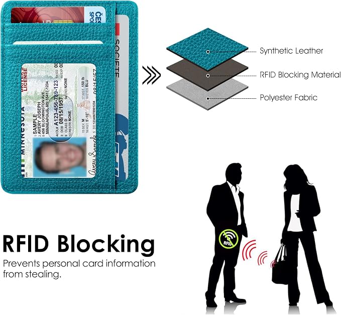 FINTIE Slim Minimalist Front Pocket Wallet, RFID Blocking Credit Card Holder Card Cases with ID Window for Men Women (Legacy Teal)