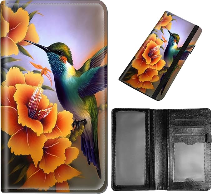 DEGDFSGR Checkbook Cover - Premium Leather Standard Duplicate Register Check Card Book Holder Wallet with RFID Blocking Function for Girl Men Women,Hummingbird