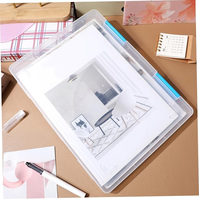 4pcs Clear Document Storage Box with Lid Transparent Plastic File Organizer for Office and Student Use Stackable Desktop Paper Storage Container Spill-resistant Protective Case