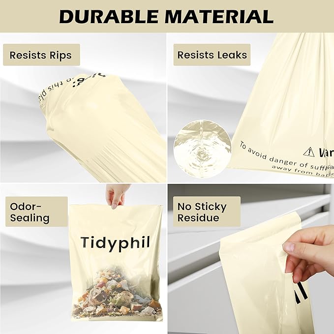 150 PCS Disposable Car Trash Bags Hanging, Leak-proof, Odor Seal. 2 Gallon Car Garbage Bags, Big Capacity. Independent of Car Trash Can, Easy Stick-On Car trash Bin for Car, SUV, Truck, Stroller.White