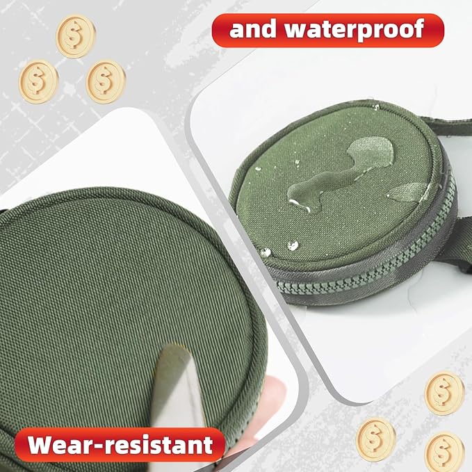 Tactical EDC Pouch for Men - 1000D Nylon Round Small Utility, Triangle Buckle Belt, Water-Repellent EDC Organizer, Coin Pouch for Keys & Earbuds