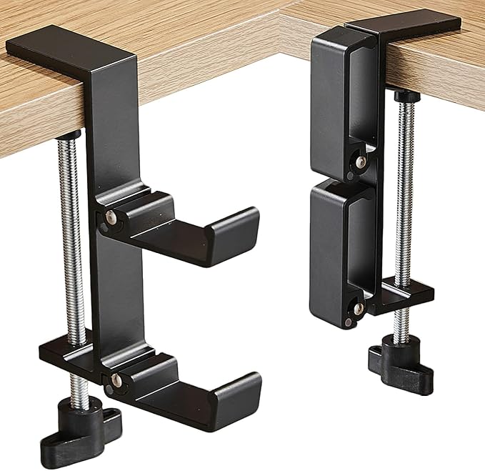 JAKO New Foldable Headphone Stand for Desk, Aluminum Alloy Headphone Holder - Headset Stand Hook Space Save Mount, Universal Fit PC Gaming Headsets Holder Under Desk Clamp for Office, Computer Table