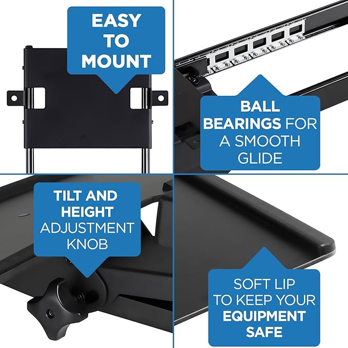 Mount-It! Keyboard Tray Under Desk, Full Motion Computer Keyboard and Mouse Tray, Slide Out Ergonomic Keyboard Drawer with Gel Wrist Pad, 26" Wide, Tilt, Swivel and Height Adjustment, Black