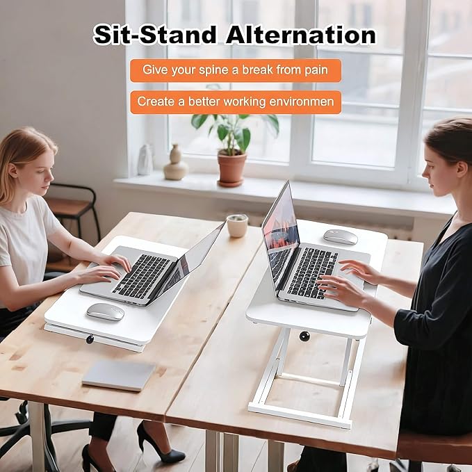 Standing Desk Converter Adjustable Height,Keyboard Riser for Stand Up Desk Riser,Computer Keyboard Stand for Desktop,Ergonomic Sit Stand Computer Workstations White Size 23.6 Inch