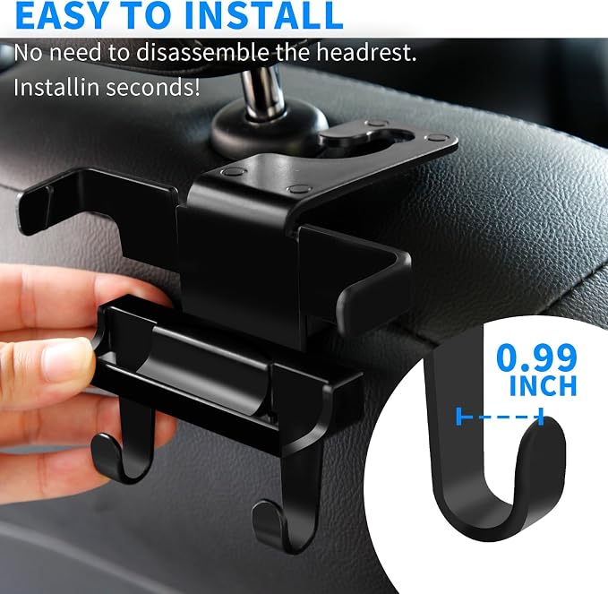 Upgraded Car Headrest Hidden Hook 2 in 1 Car Seat Hooks with Phone Holder for Purse, Hangers Vehicle Organizer ，Durable Hanger Storage Holder Organizer