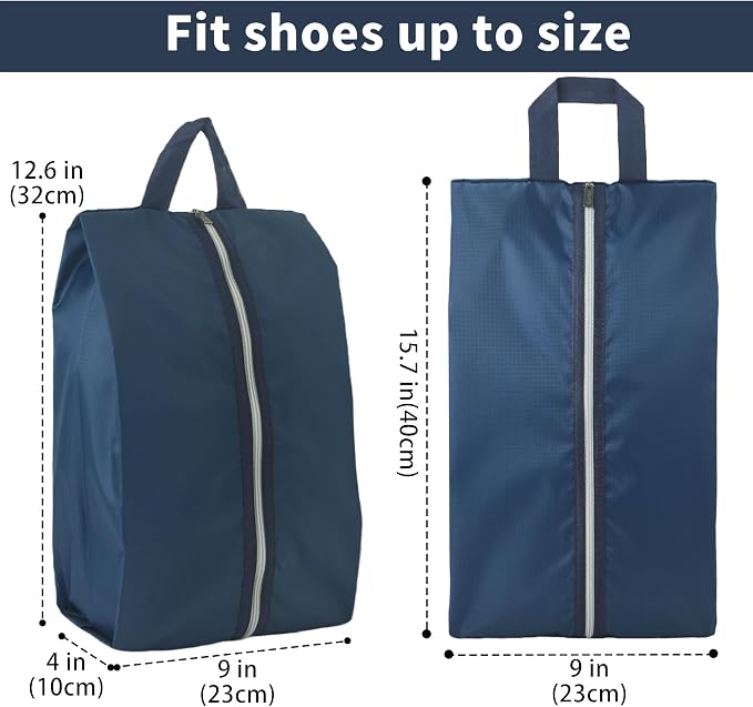 6pcs Portable Shoe Organizer, Travel Pouches with Zipper, Golf Shoe Bags, Clothes Bags, Soccer Cleats Bag Shoe Pouch for Gym, Waterproof, Odor-Resistant (Navy Blue)