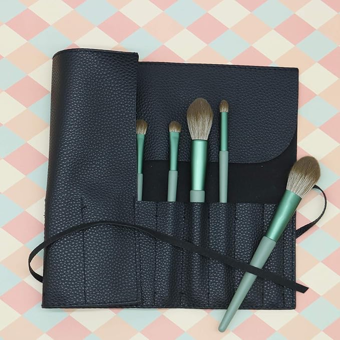 Bird&Fish Makeup Brush Case Travel, makeup brush case roll up,brush holder makeup,Holder Organizer Brushes Pouch Cosmetic Bag for Travel，Rolling Bag Storage Case PU Leather