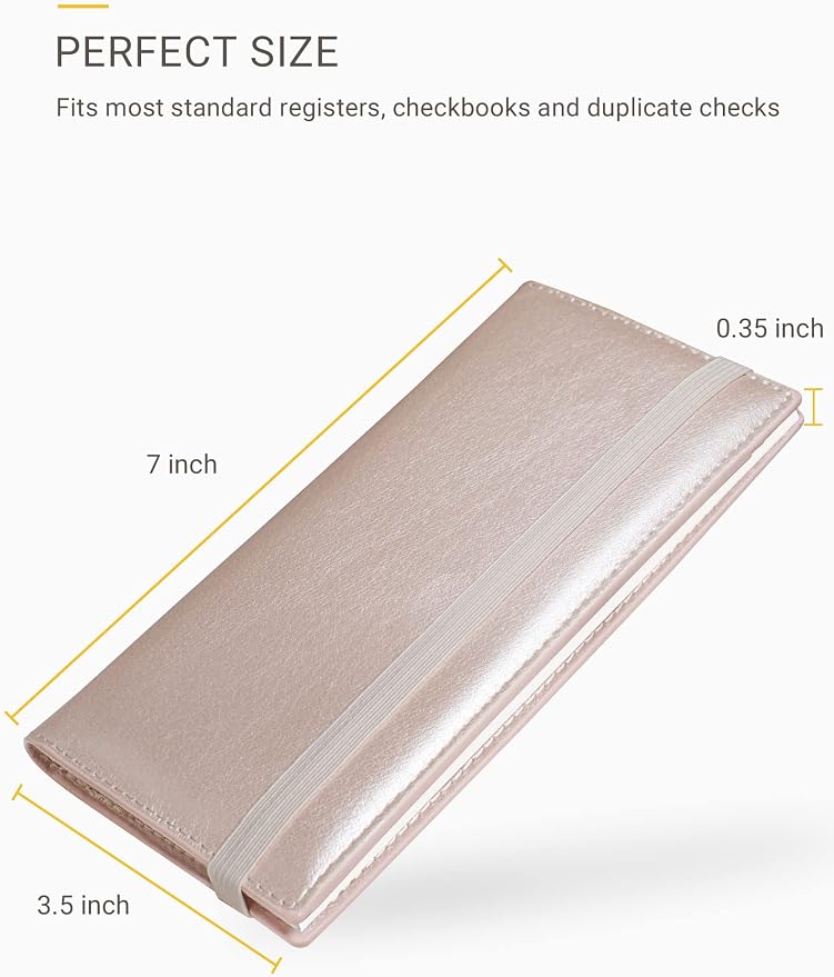 Zreal Checkbook Cover for Men & Women, Premium Vegan Leather Checkbook Holder for Top & Side Tear Duplicate Checks with RFID Blocking (Champagne)