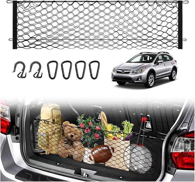Karltys Cargo Net for Subaru Crosstrek 2014-2018 Trunk Net | Envelope Style Elastic Mesh Net | Heavy Duty Metal Hooks | Toyota 4 Runner Accessories