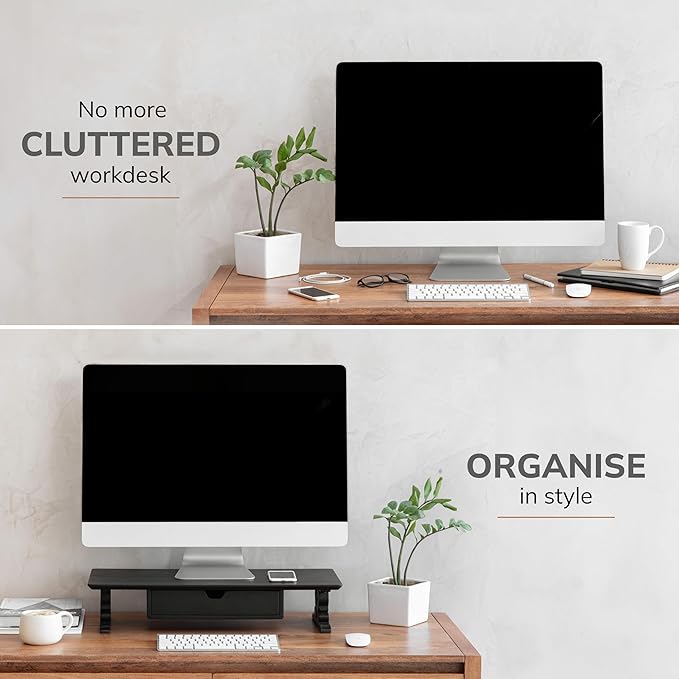 Anji Mountain Monitor Stand - Desktop Organizer & Laptop Riser, Ergonomic Monitor Riser, Space-Saving Monitor Stand for Desk, Durable Construction, Easy Assembly, Ideal for Home & Office