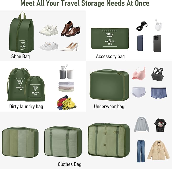 8 Set Packing Cubes for Travel Suitcase Organizer Bags Luggage Packing Cubes Set Travel Essentials Accessories Gifts for Women