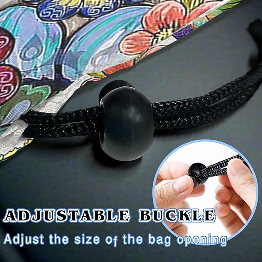 Car Trash Bag Hanging Back of Seat with Adjustable Snap Buckle Strap Cute Printed Drawstring Garbage Bags for Car-Boho Floral