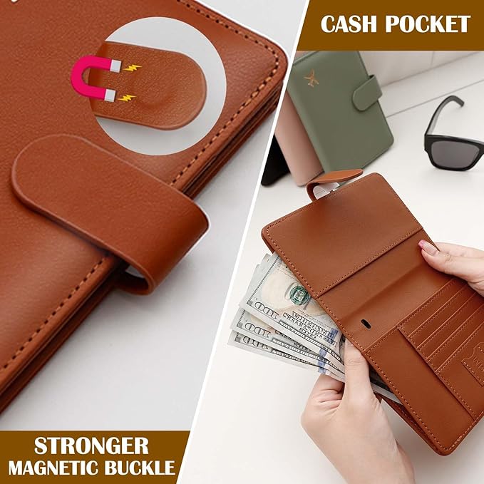 Melsbrinna Rfid Passport Holder for Travel women/Men Set Travel Suitcase Tag, Cute Passport Wallet Rfid Blocking Card Slots, Rfid Passport Cover/CaseTravel Wallet (A-brown)