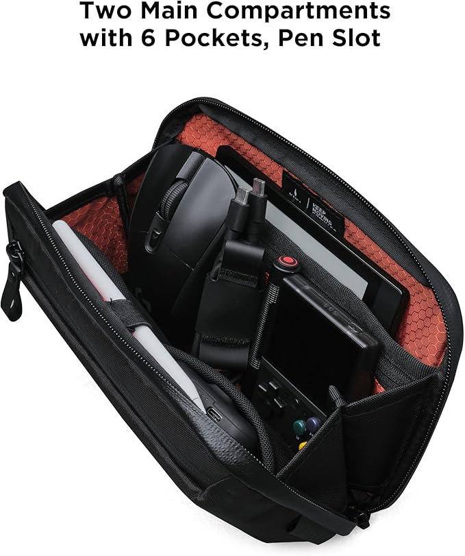 ALPAKA Elements Tech Case Mini - Compact Electronics Organizer, Small Cable Bag for Chargers and Earbuds, Phone Pouch, Travel Accessory Case, Crossbody Sling, Black X-Pac VX42