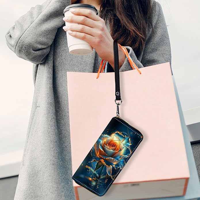 Wristlet Wallet for Women, RFID Blocking Phone Wallet, Large Capacity Zip Around Clutch, Fits iPhone 15 Pro Max, Travel Organizer Purse