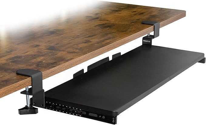 Mount-It! Under Desk Keyboard Tray, 30" Extra-Wide Clamp-On Slide-Out Drawer, Holds 11 lbs, Fits Desks up to 1.77" Thick, No-Drill C-Clamp Mount
