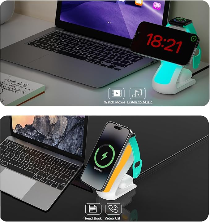 4-in-1 Wireless Charging Station for Apple Magsafe Charger Stand,Fast Magnetic Wireless Charger Station for iPhone 17 Air 16 15 14 13 12 Series,Airpods Pro,Apple Watch Ultra