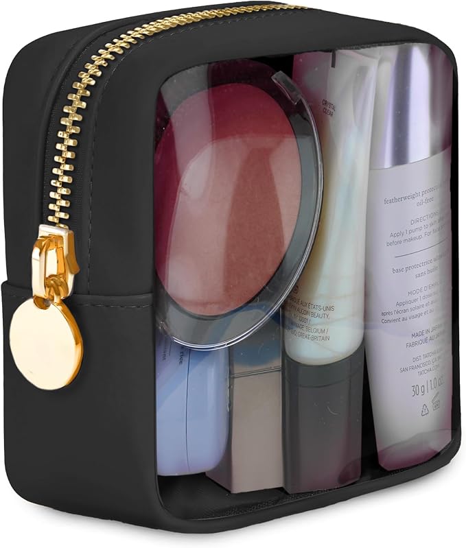 DANCOUR Clear Makeup Bag Mini Makeup Bag for Purse Mini Pouch Purse Clear Pouch Small Cosmetic Cosmetic Travel Case Black
