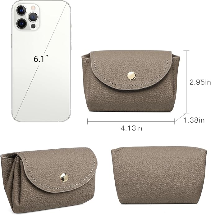 SENDEFN Leather Coin Purse for Women Small 3 Cash Change Pouch Holder Wallets