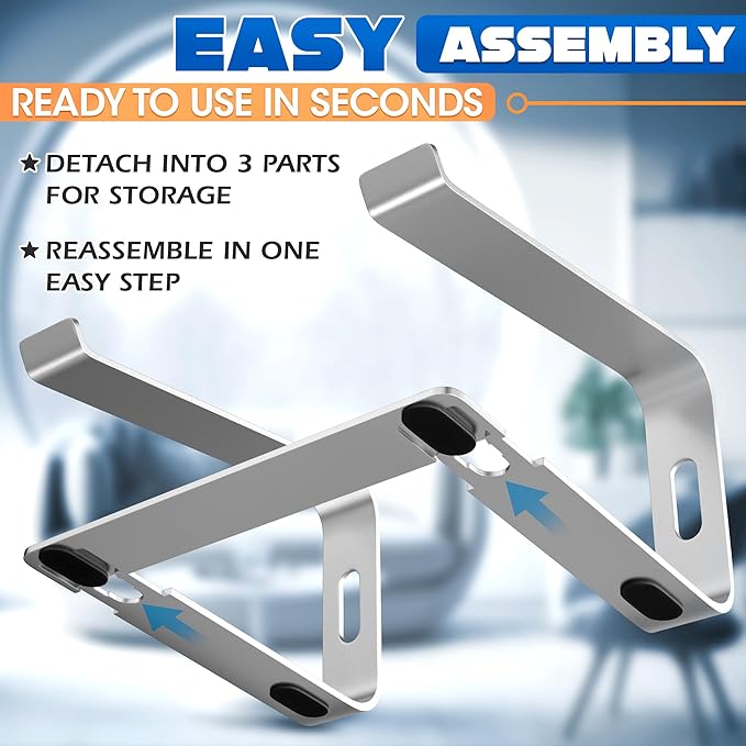 Portable Laptop Stand for Desk ??Ergonomic, Sturdy Aluminium Laptop Riser for Desk with Anti-Slip Bottom, Compatible for 10-15.6?²â€?Notebook - Improved Cooling, Comfort, Productivity, and Posture