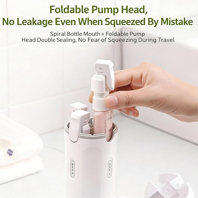 4 in 1 Travel Dispenser Bottle,4 Pack 30ML Travel Bottles for Toiletries, Leak Proof Travel Size Containers (White, OneSize)