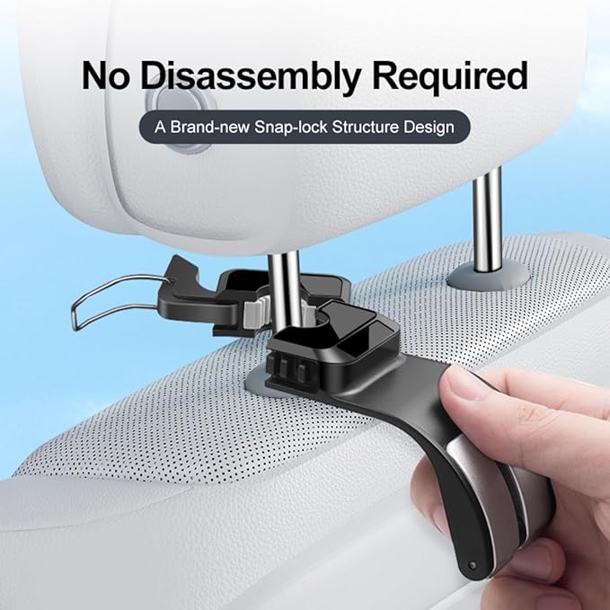 [Luxury car purse hook] | Universal headrest hooks for car | Heavy Duty Car Accessories Interior，car organizer | Multi-Function purse hook for table for Women & Men | 25KG Load Capacity (Black)