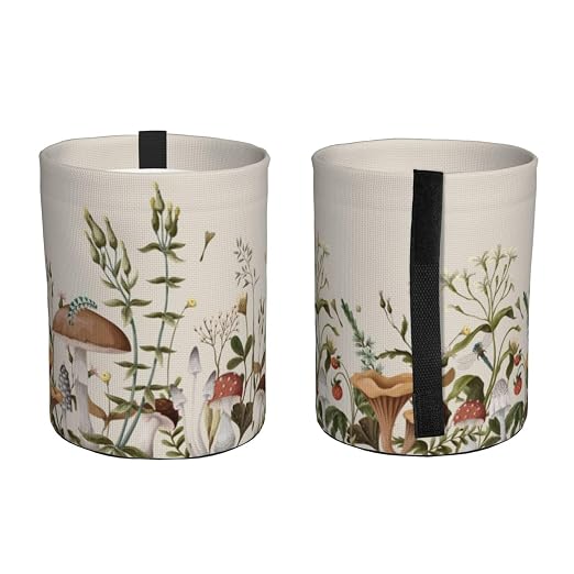 Small Car Trash Can, Mushroom Plants Design Hanging Foldable Car Trash Bag, Waterproof Leakproof Garbage Bin, Car Interior Organizer Accessories