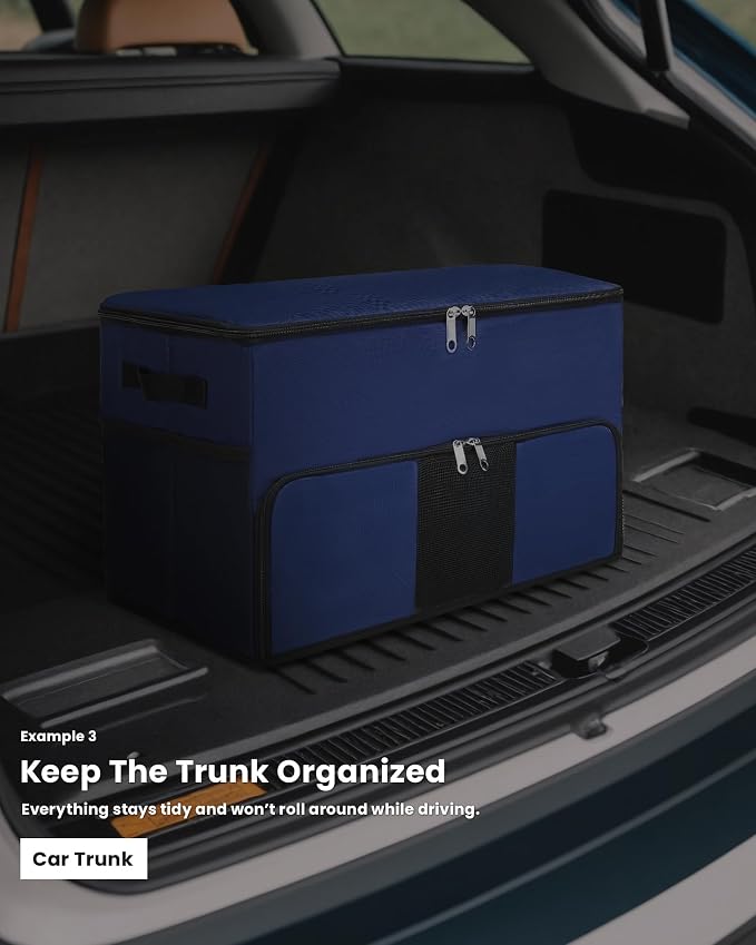 Golf Trunk Organizer for Golf Shoes Clothes Gloves Hats Large Collapsible Golf Storage Box with 4 Dividers Water-Resistant Golf Shoe Bag for 2 Pair of Shoes Golfing Accessories for Men Women Golfers