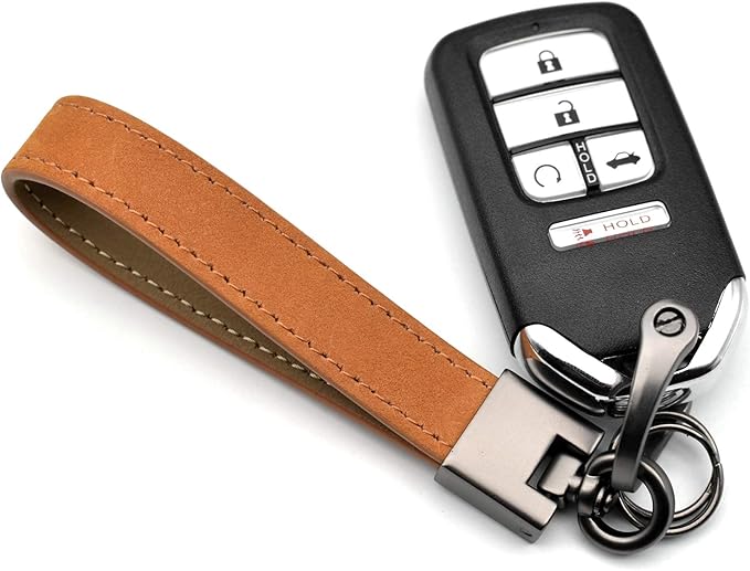 MECHCOS Car Key Fob Keychains Genuine Leather Keys Chain Holder for Men and Women with D-Ring, Screwdriver, Key Rings and 360 Degree Rotatable Swivel, Brown