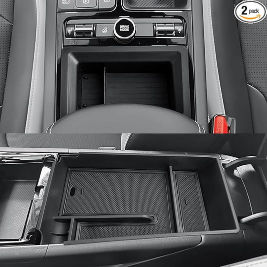 CDEFG 2Pcs for 2025 2026 Kia K5 Center Console Organizer, 2025 2026 K5 Accessories, K5 Middle Console Organizers Armrest Storage Box