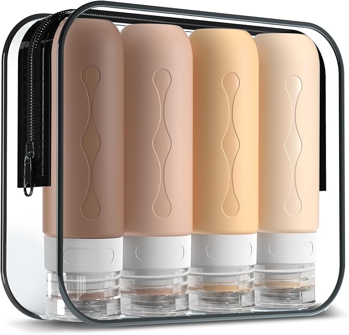 Gemice Travel Bottles for Toiletries Tsa Approved Travel 3oz Size Containers BPA Free Leak Proof Travel Tubs Refillable Liquid Travel Accessories for Cometic Shampoo and Lotion Soap