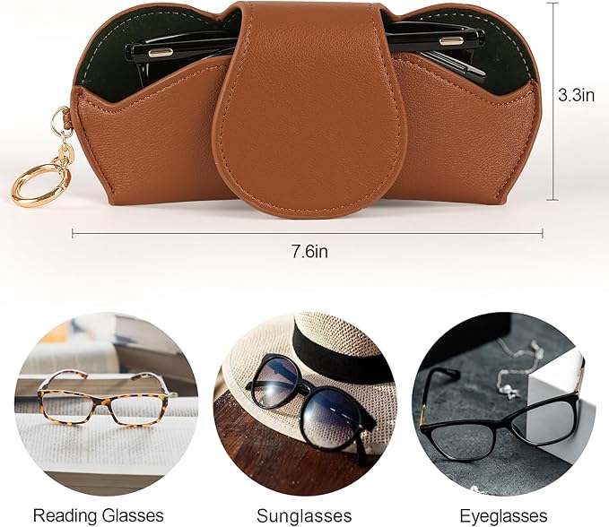 KINIVA Sunglasses Holder for Car Visor Faux Leather Glasses Case with Detachable Clips for Car Visor Automotive & Travel