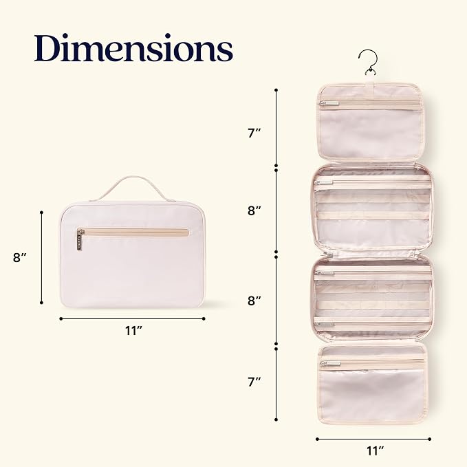 VANDEL Waterproof Hanging Toiletry Bag [TSA-Approved] Hanging Makeup Organizer Bag, Cosmetic Travel Bags for Women, Makeup Case Toiletries Organizer Hygiene Bathroom Shower Caddy - Neutral Checker